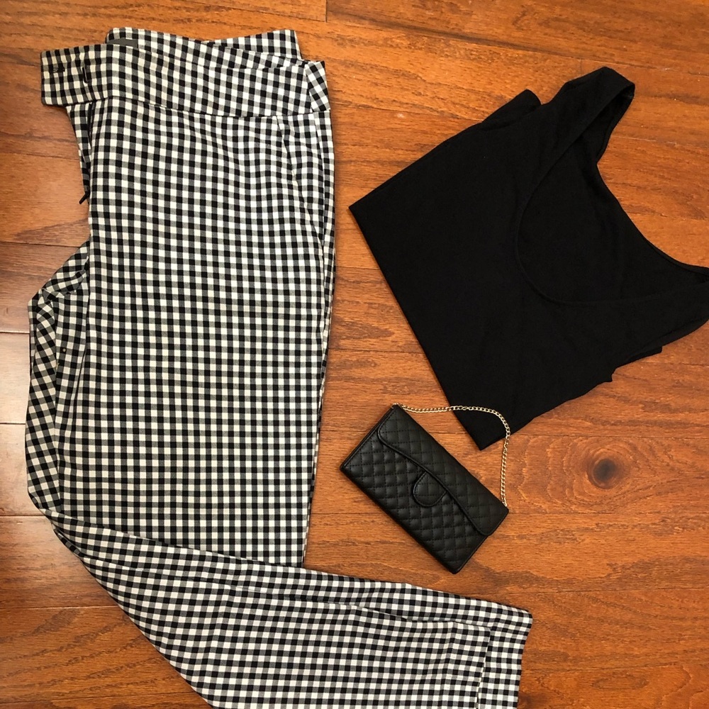Classic gingham cropped ankle pants